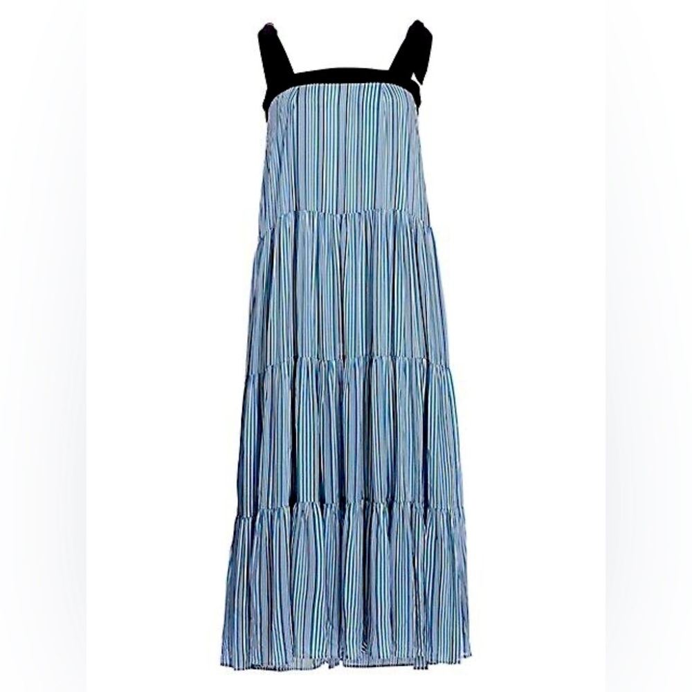 New! Carolina K Iris Striped A-Line Tiered Dress  Size Large
